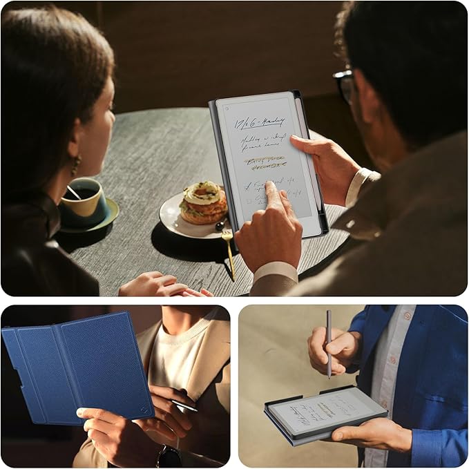 Fintie Case for 7.3" Remarkable Paper Pro Move 2025, [Built-in Pen Holder] PU Leather Hard Back Shell Flip Standing Cover Auto Wake/Sleep with Card Slot, Navy