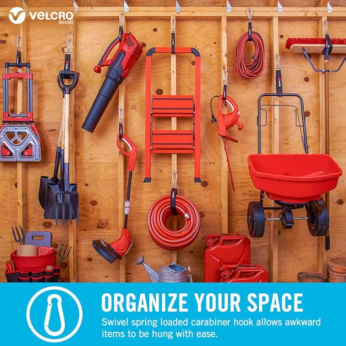 VELCRO Brand Easy Hang Strap | Heavy Duty Outdoor Storage Extension Cords, Cables, Tools, Bikes | Organization for Garden, Shed, RV, Large - up to 300 lbs, Black