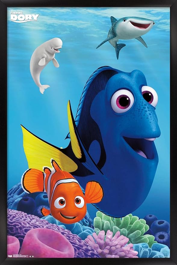 Trends International Disney Pixar Finding Dory - Dory Wall Poster, 14.725" x 22.375", Black Framed Version