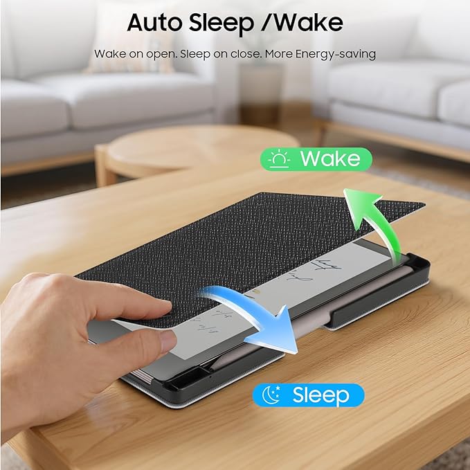 Fintie Case for 7.3" Remarkable Paper Pro Move 2025, [Built-in Pen Holder] PU Leather Hard Back Shell Flip Standing Cover Auto Wake/Sleep with Card Slot, Black