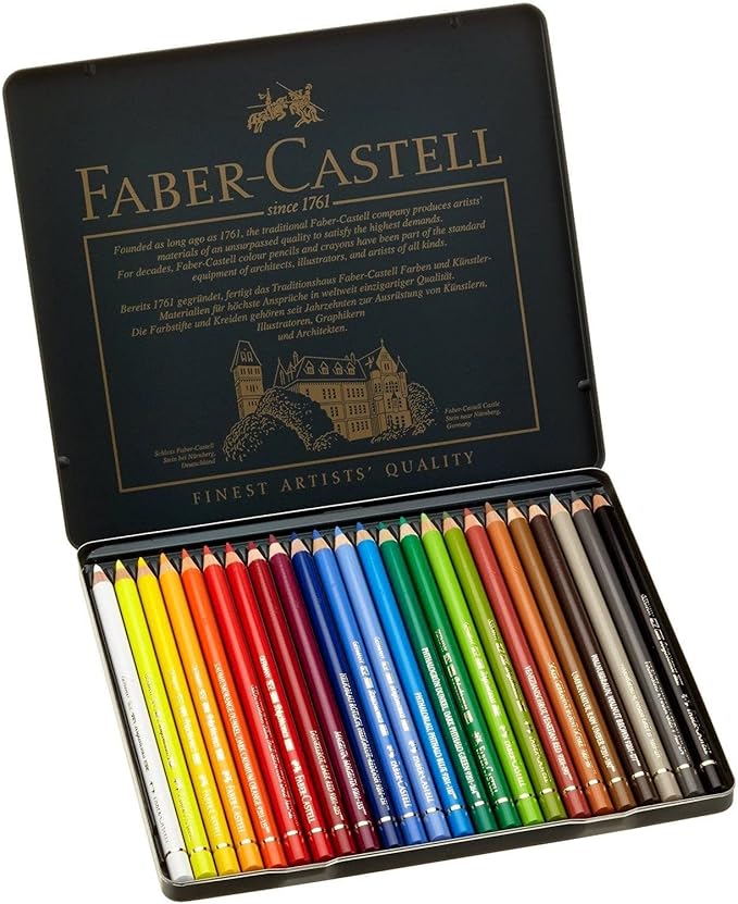 Faber-Castell Polychromos Artists' Color Pencils - Tin of 24 Colors - Premium Quality Artist Pencils