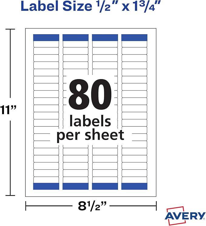 Avery Printable Easy Peel Return Address Labels, 0.5" x 1.75", Sure Feed, 2 Pack, 4000 Labels Total (5637)