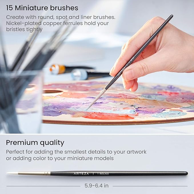 ARTEZA Metallic Gouache Paint Set with Black Canvas Paper, Includes 12 Gouache Colors, Foldable Canvas, DIY Art Kit for Artists & Beginners