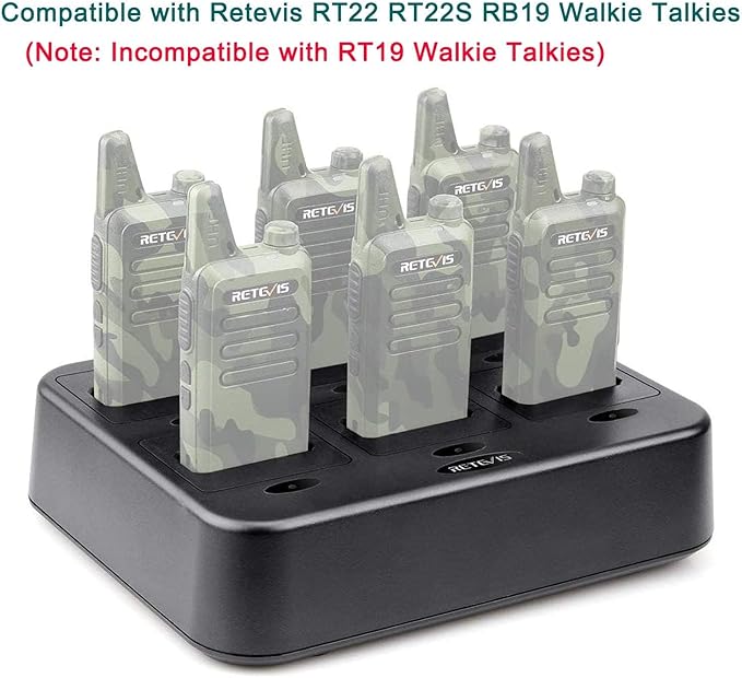 Retevis RT22 Six Way Charger, Multi Unit Charging Station, Walkie Talkie Charger, Compatible with Retevis RT22 RT22S RB19 RB19P RB39 RB39P Two Way Radio(5 Pack)