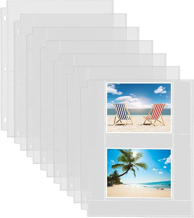 30 Pack Photo Sleeves for 3 Ring Binder - (4x6, for 120 Photos), Archival Page Protectors, Clear Plastic Refill Pages, Postcard Sleeves, Acid-Free