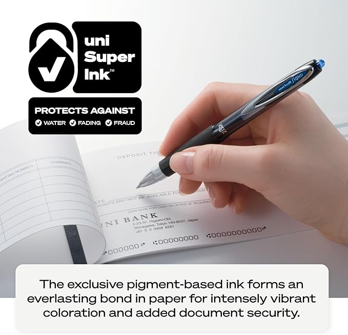 uniball 207 Needle Retractable Gel Pens, Medium Point (0.7mm), Black, 4 Pack