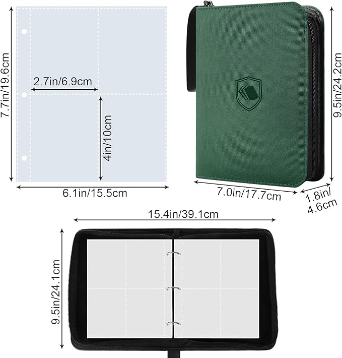 440 Pockets Trading Card Binder, PU Cover Zipper Card Collection Album, Sturdy Card Folder Holder for MTG, TCG, Game Cards, Sports Cards