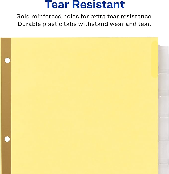 Avery Big Tab Insertable Dividers for 3 Ring Binders, 8-Tab Set, Buff Paper, Clear Tabs, 48 Sets of 11112 (11115)