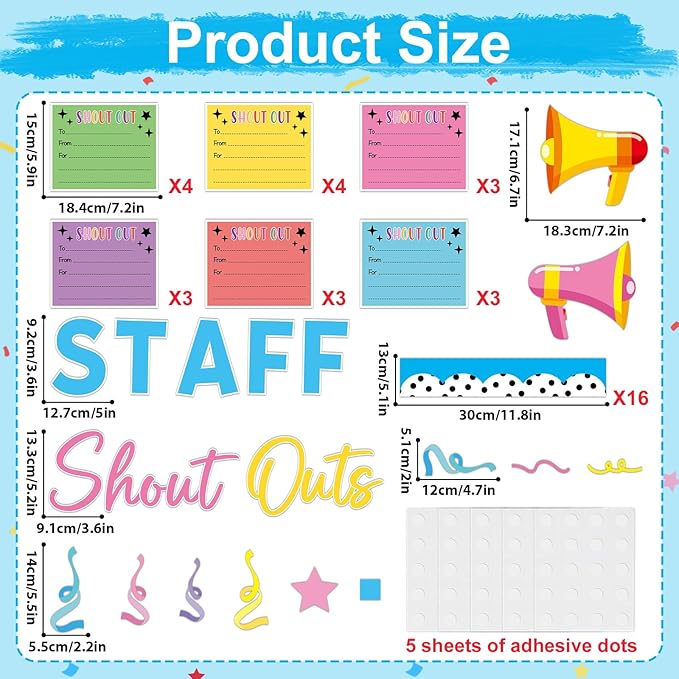 Staff Shout Outs Bulletin Board Decorations Colorful Back to School Bulletin Board Set Appreciation and Recognition DIY Craft Cutouts for Classroom Office Door Wall Decor Supplies