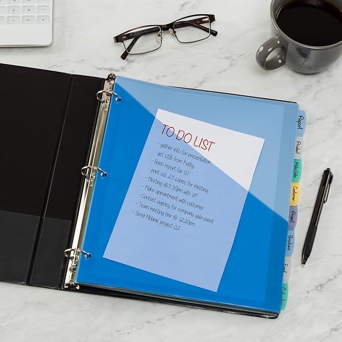 Avery Write & Erase Pocket Plastic Dividers for 3 Ring Binders, 8 Tab Sets, Multicolor, Works with Sheet Protectors, 3 Sets (31701)