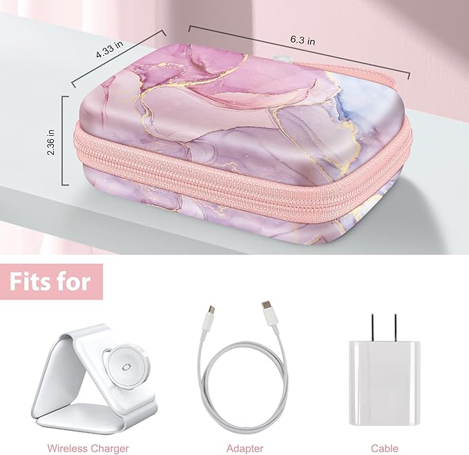 Fintie Travel Case for UCOMX Nano, Iseyyox, LISEN, RTOPS 3 in 1 Wireless Charger - Magnetic Foldable Charging Station Organizer, Shockproof Hard Shell Carrying Bag with Mesh Pocket