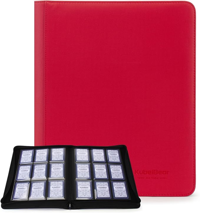 Toploader Binder – 360 Capacity, Zippered Trading Card Holder for MTG, Sports & Collectible Cards – Acid-Free, Durable & Travel-Friendly Storage (Red dots, Toploader Binder)