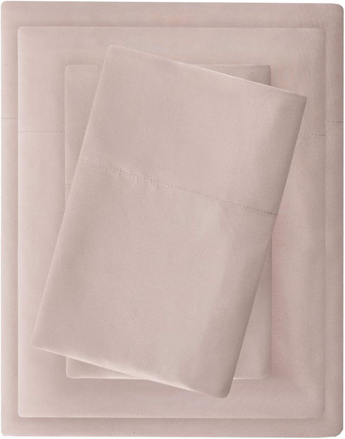 Madison Park 3M Microcell Bed Sheet Set Color Fast, Wrinkle and Stain Resistant, Soft Sheets with 16" Deep Pocket All Season, Cozy Bedding-Set, Matching Pillow Case, Cal King, Blush, 4 Piece