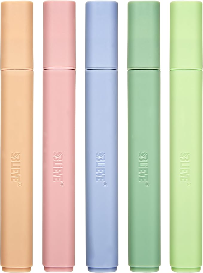 BLIEVE- Aesthetic Highlighters No Bleed Through Assorted Colors, Cute Highlighter For Journaling Office Supplies And Accessories, Bible Highlighters And Pens No Bleed Chisel Tip (EARTHY)