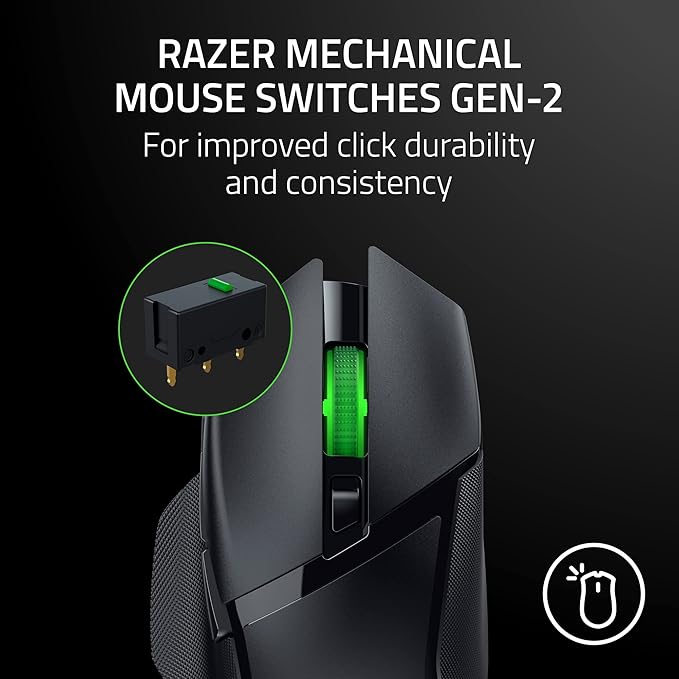 Razer Basilisk V3 X HyperSpeed Customizable Wireless Gaming Mouse: Mechanical Switches Gen-2-5G Advanced 18K Optical Sensor - Chroma RGB - 9 Programmable Controls - Classic Black (Renewed)