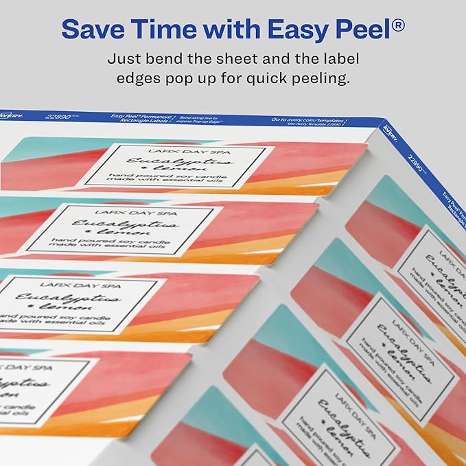 Avery Glossy White Labels, Sure Feed Technology, 2" x 3" Rectangle Labels, Print-to-The-Edge, Laser/Inkjet, 80 Total (22890)