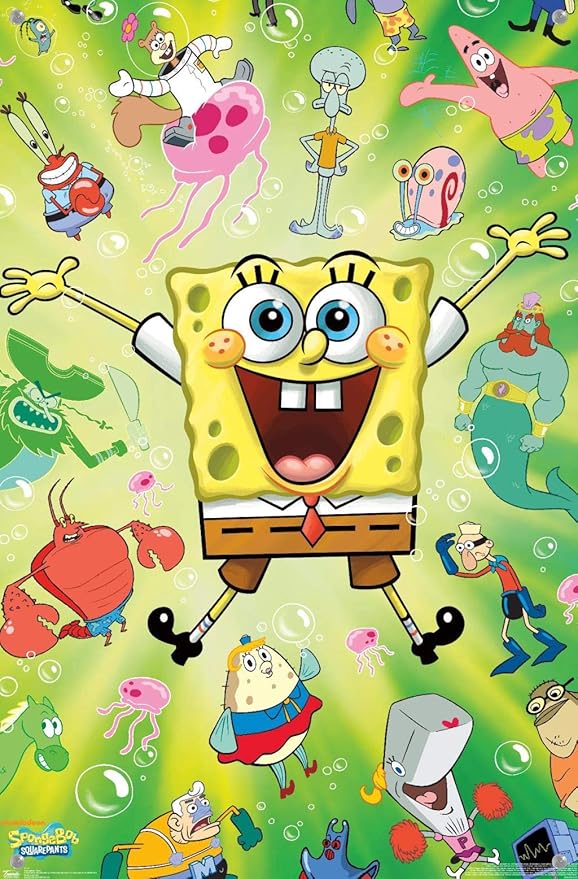 Trends International Nickelodeon SpongeBob Squarepants : Kamp Koral - Burst Wall Poster, 14.725" x 22.375", Premium Poster & Push Pin Bundle