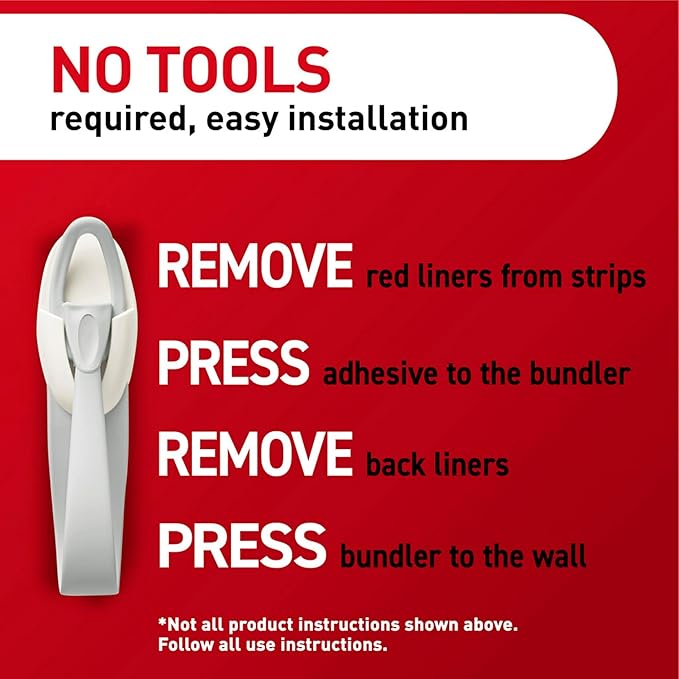 Command Cord Bundlers, Damage-Free Adhesive Cord and Cable Organizers, White, 6 Bundlers (3 Packs of 2) with Command Strips, No Tools Wall Hooks for Home, Office or Outdoor Use, Holds 2 lbs Each
