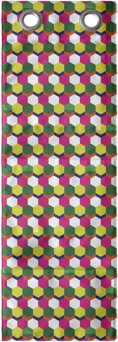 Ambesonne Abstract Hanging Pocket Organizer, Pattern of Mini Hexagons in Various Spring Tones, Printed Polyester Storage Bag with Pockets, 9" x 27", Multicolor