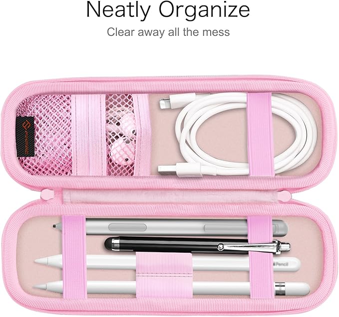 Fintie Holder Case for Apple Pencil Pro, Apple Pencil (USB-C / 1st / 2nd Generation), PU Leather Carrying Bag Sleeve Compatible with Pen, USB Cable, Samsung Stylus, Strawberry Cow