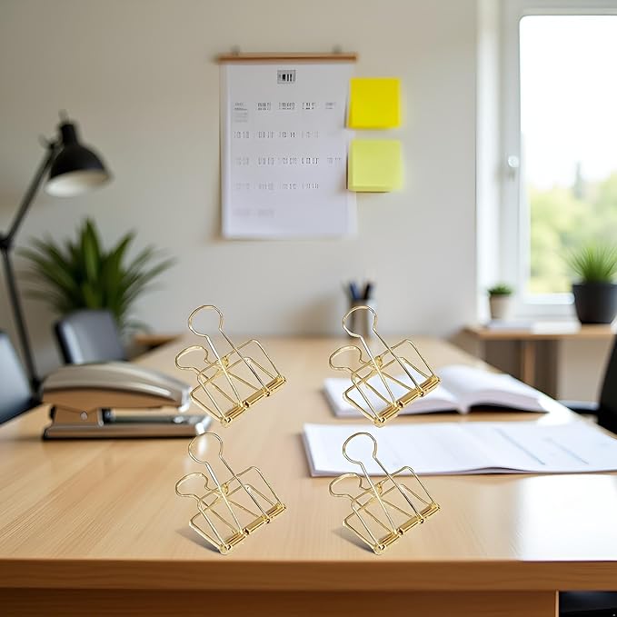 4Pcs Golden Hollow Out Long Tail Wire Binder Clips Paper Binder Clip Large 51mm Binder and Paper Clips Small in Size and Light in Weight, Clamps and Rings, Clamps and Rings
