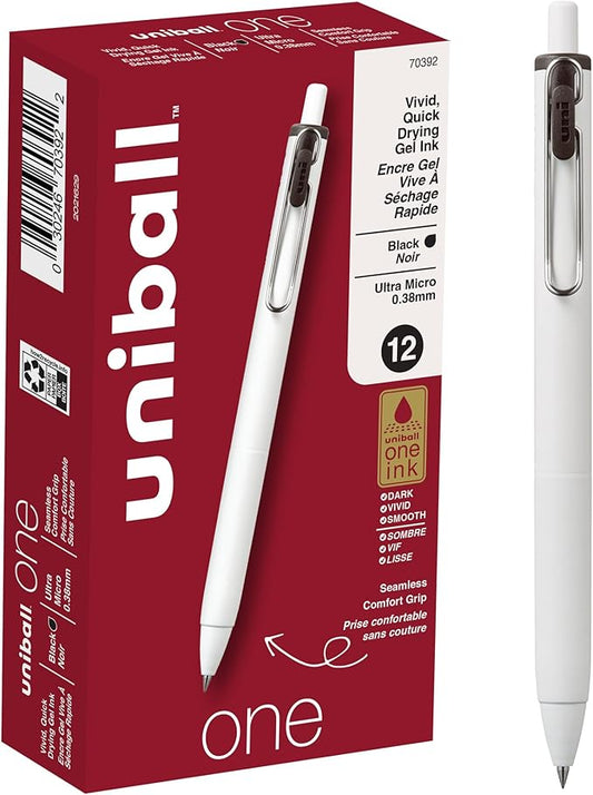 Uniball Gel Pen ; 0.38mm Ultra Micro Black Pens; Gel Ink Pens | Office Supplies Sold by Uniball are Pens; Ballpoint Pen; Colored-Pens;-Gel-Pens; Fine Point; Smooth Writing Pens,12 Count (Pack of 12)