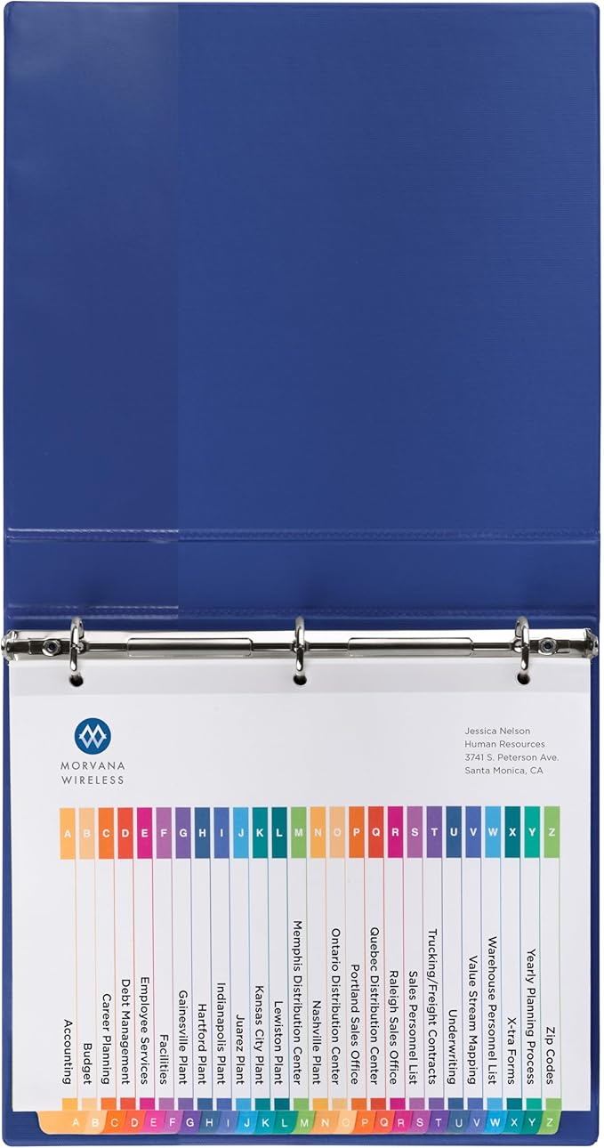 Avery A-Z Dividers for 3 Ring Binders, 26 Tabs per Set, Customizable Table of Contents, Multicolor Tabs, Great for Organizing Reports, Projects, and More (6 Sets of 11832)