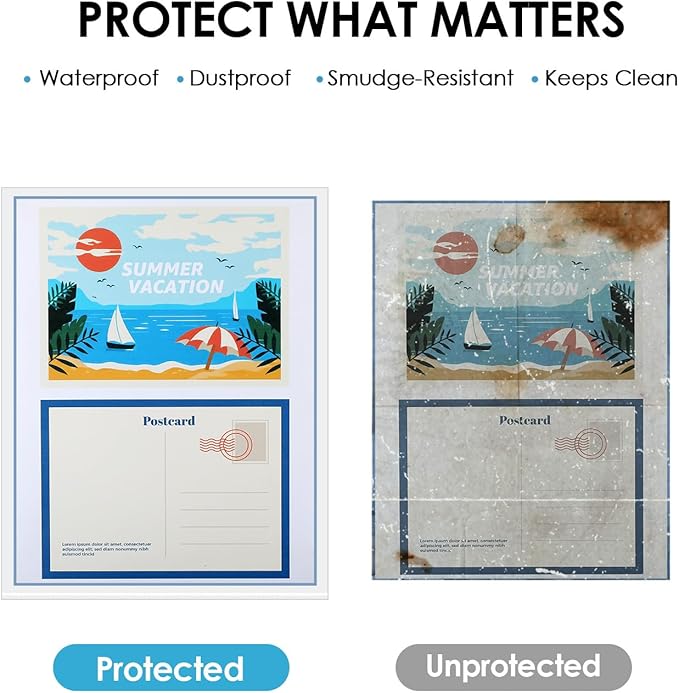 KTRIO No Holes Sheet Protectors 8.5 x 11 Inch Heavy Duty Clear Page Protectors, Plastic Paper Document Sleeves, Letter Size, Top Loading, Acid Free, 100 Pack