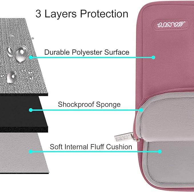 MOSISO Laptop Case 14 inch, 14 inch Laptop Sleeve Compatible with HP Lenovo Dell ASUS Acer, HP Stream, Dell Latitude, Lenovo IdeaPad, Polyester Vertical Computer Sleeve Bag with Pocket, Dusty Rose