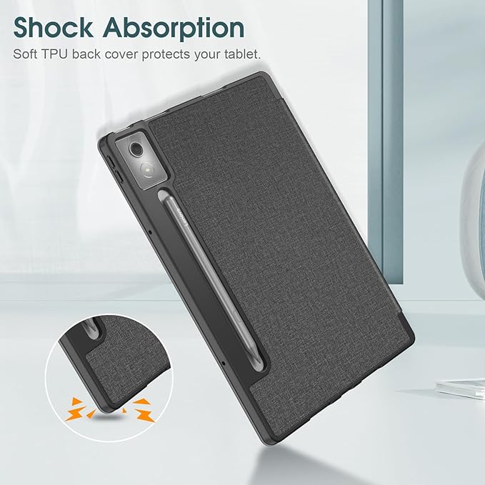 Fintie Case for Lenovo Idea Tab Pro 12.7 inch 2025 (TB-373FU/ TB-375FC) - Ultra-Thin Soft TPU Back Cover Protective Case with Pen Holder and Auto Sleep/Wake (Grey)
