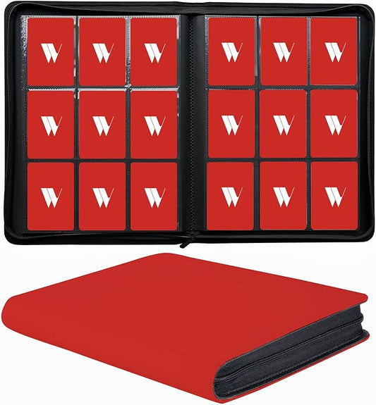 Premium 9-Pocket Zippered Trading Card Binder, 540 Pockets Double-Sided Side-Loading Card Organizer Album, PU Leather Card Holder Protector for MTG, TCG, Sports Cards (Red)