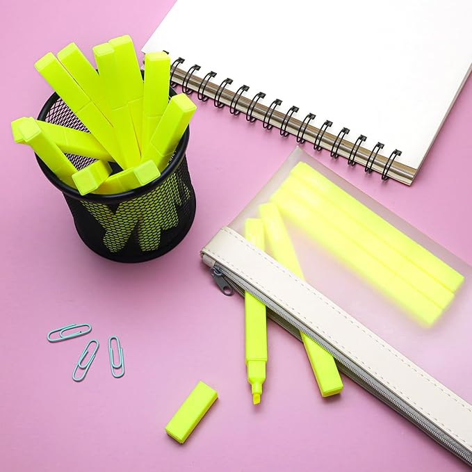 Vitoler Fluorescent Yellow Highlighters,10 Pack Bright Color Chisel tip Highlighters for Adults in the Home School Office