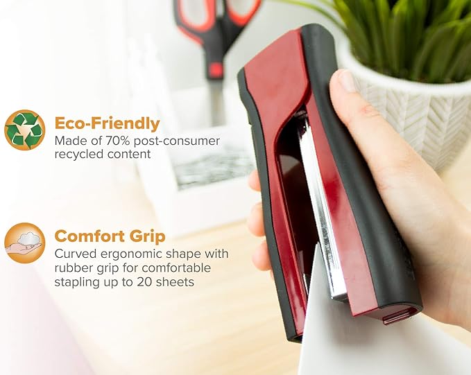 Bostitch Office Dynamo 4 in 1 Standup Stapler, Includes 420 Staples, 20 Sheet Capacity, Integrated Pencil Sharpener, Staple Remover & Staple Storage, Black