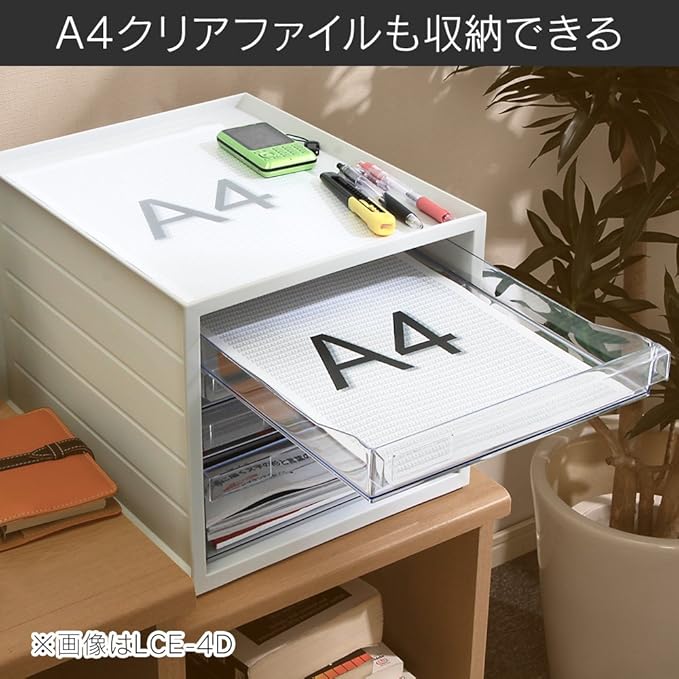 Iris Ohyama LCE-14S Ultra Shallow Type 14 Tiers A4 Letter Case, Stackable Up to 3 Tiers, Index Stickers, Drawer, Office Storage, Desk, Document Case, Storage Case, Envelopes, Clear, Storage, Tabletop,