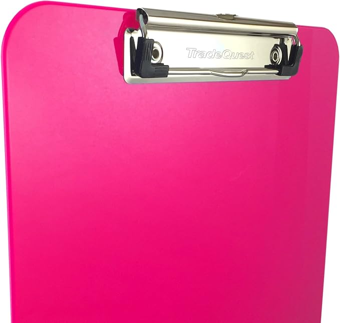 Trade Quest Plastic Clipboard Opaque Color Letter Size Low Profile Clip (Pack of 6) (Pink)