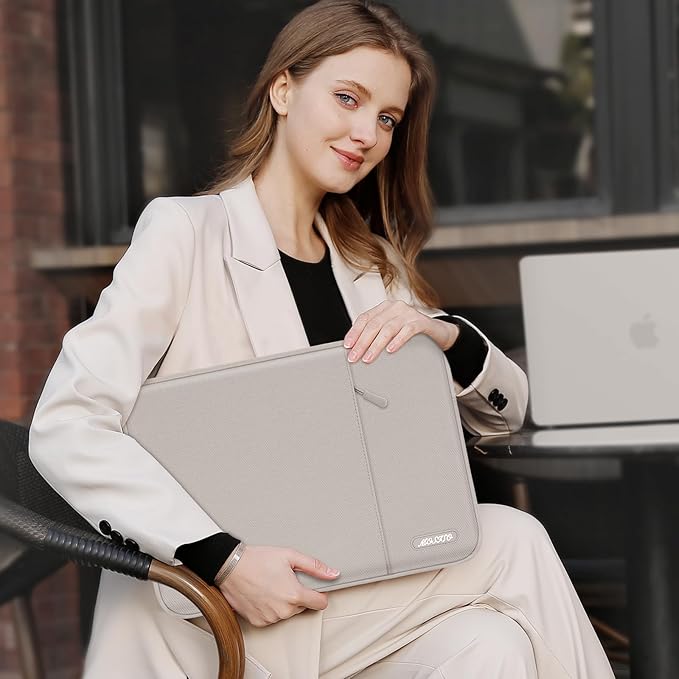 MOSISO Laptop Case 13.3 inch, 13-13.3 inch Laptop Sleeve Compatible with MacBook Air/Pro 13/Pro 14 M5 M4 M3 M2 M1, HP Dell ASUS Lenovo,Polyester Vertical Computer Sleeve Bag with Pocket, Stone Gray
