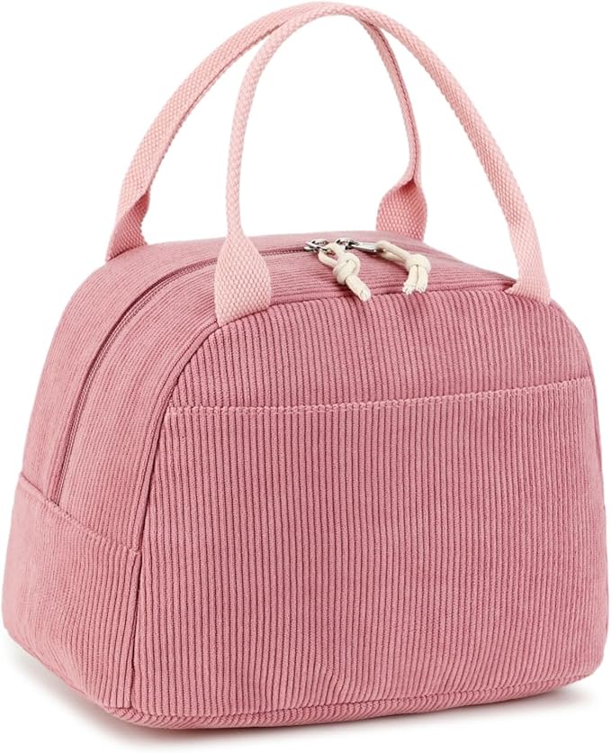 LEDAOU Lunch Box for Women Insulated Lunch Bag Corduroy Lunch Tote Bags Leakproof Cooler Lunch Case for Travel Work Picnic