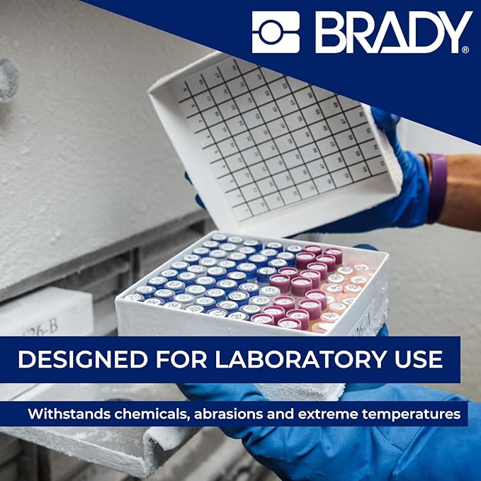 Brady FreezerBondz™ Polyester Pre-Sized Labels for Label Printer BMP51/BMP53/M511-180 Self Adhesive Printer Labels - Black on White (44,45 mm (W) x 25,40 mm (H)) - M5-125-492