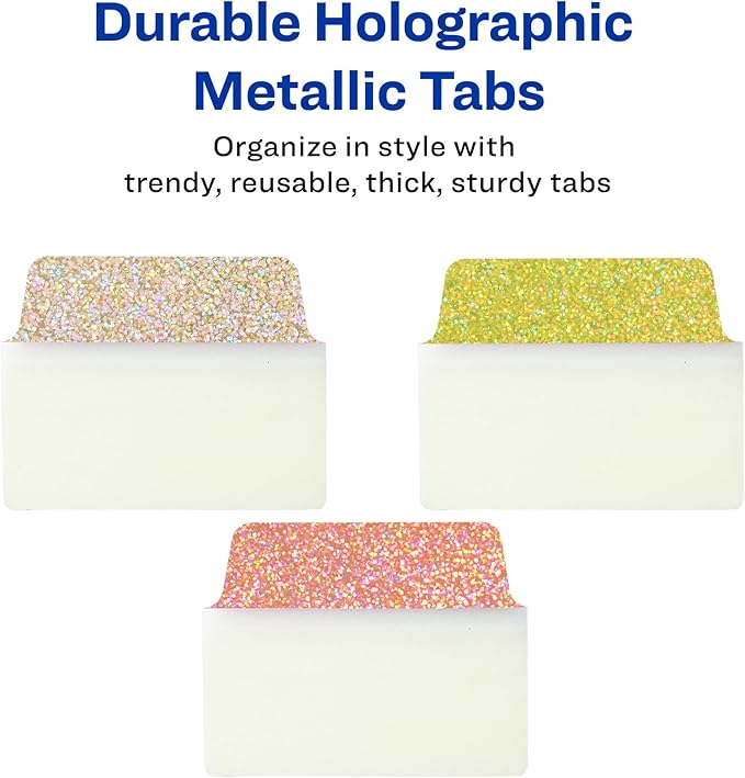 Avery Multi-Use Ultra Tabs, 2" x 1.5", Holographic Sunset Ombré Colors, 18 Repositionable Page Tabs (74148)