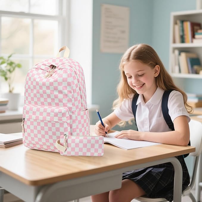 Bluboon School Backpack Set Girls Womens Laptop Bookbag Casual Daypack Fits 15 inch Laptop with Lunch Tote Bag and Pencil Bag