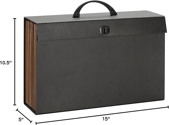 Smead A-Z and Subject Expanding File Box, 19 Pockets, Printed Alphabetic (A-Z)/Subject, Latch Closure, Legal Size, Black (70804) (Pack of 4)