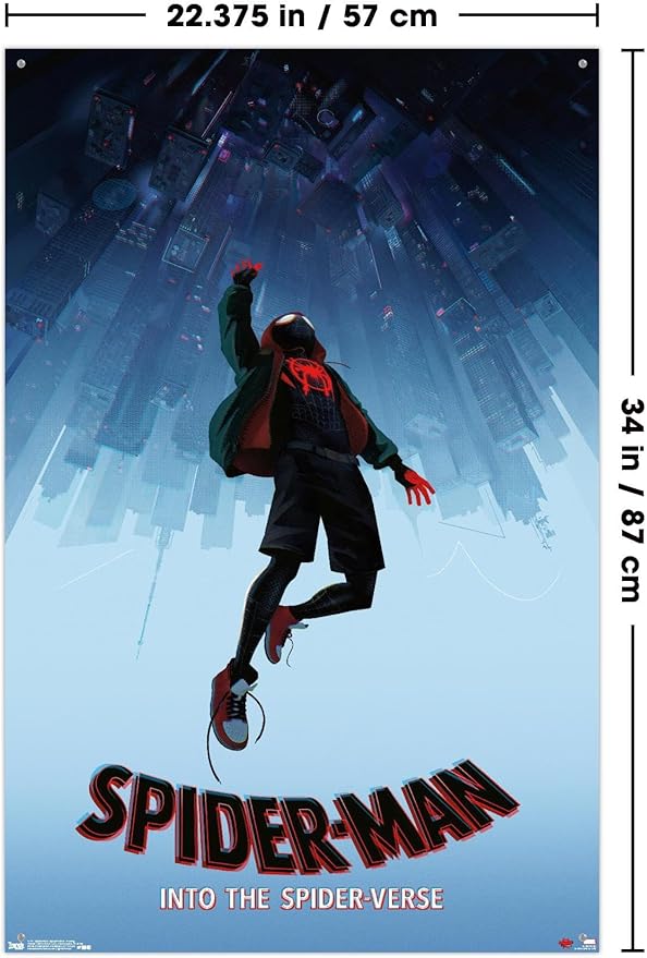 Trends International Marvel Spider-Man - Into The SpiderVerse - Falling Wall Poster, 22.375" x 34", Poster & Pushpin Bundle