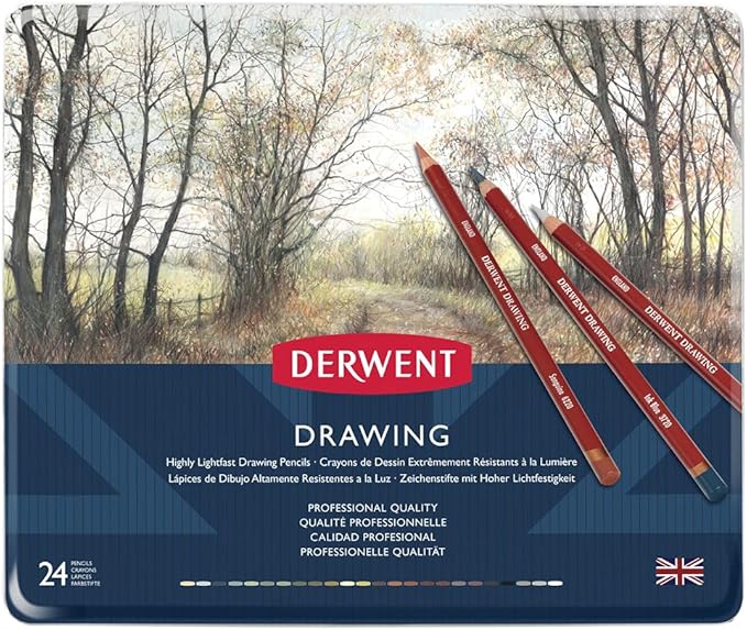 Derwent Colored Drawing Pencils, Metal Tin, 24 Count (0700672)
