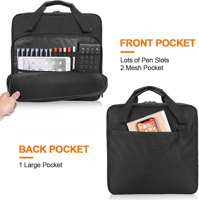 4 Inch 3 Ring Zipper Binder D-Ring, Binder with Strap 800 Sheet Capacity & Multi-Pockets School and Office Organizer, Compatible with 13-Inch MacBook(Patent Design Black)