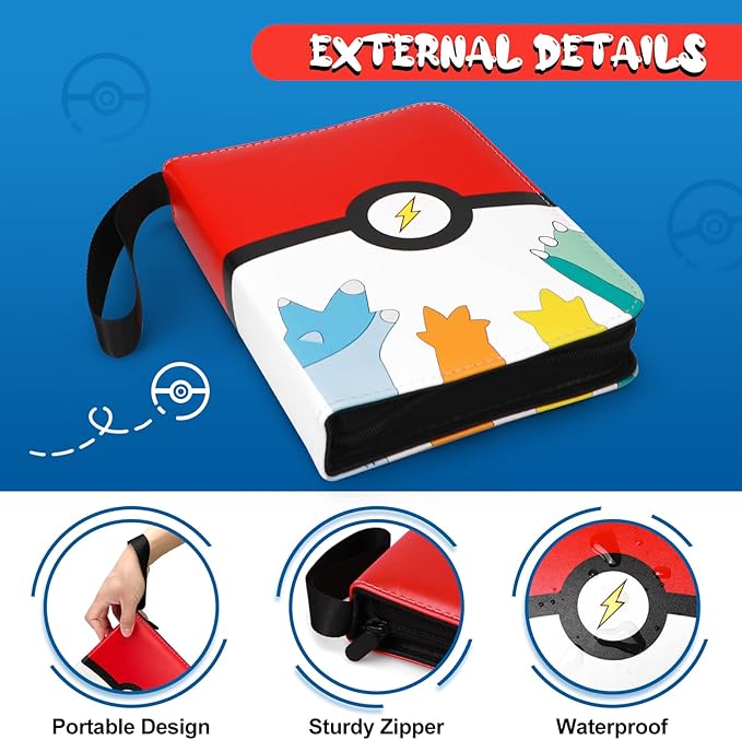 900 Pockets Trading Card Binder with 50 Removable Card Sleeves, 9-Pocket Card Holder Book Compatible with Baseball Binder for Cards, Card Collector Album with Zipper Carrying Case