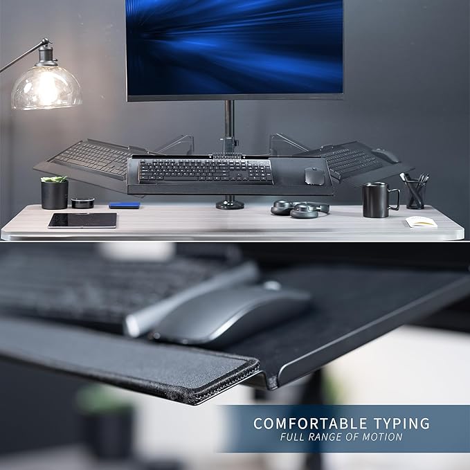 VIVO Sit-Stand Height Adjustable Pneumatic Spring Arm Keyboard Tray Desk Mount for 1 Screen up to 32 inches STAND-SIT1B