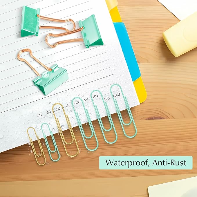 Cute Paper Clips Binder Clips Combo Set, Assorted Size Paper Clips for Office, Cute Office Supplies Set,