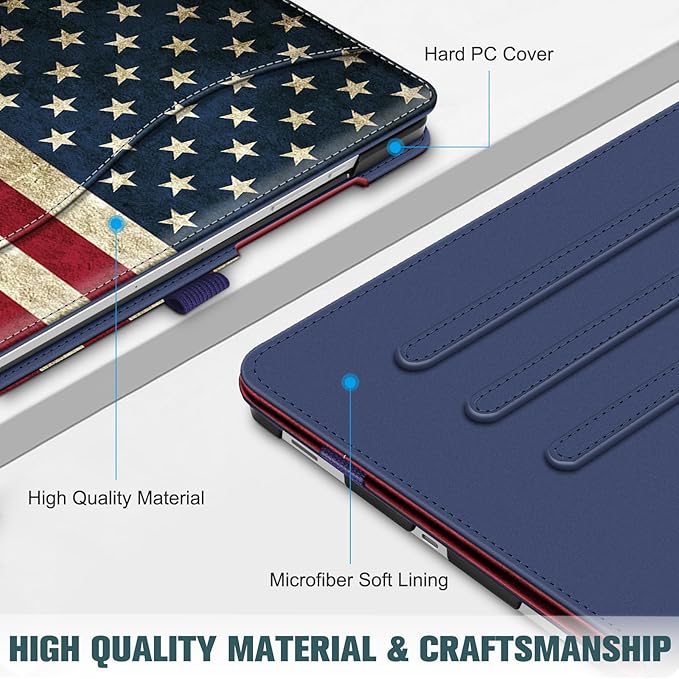 Fintie Case for Samsung Galaxy Tab S10 Lite/ S10 FE/ S9 FE 5G 10.9 Inch/Tab S9 11 Inch with S Pen Holder, Multi-Angle Viewing Protective Cover with Pocket, Auto Sleep/Wake, US Flag