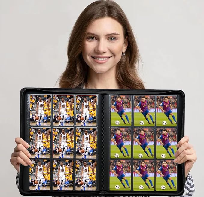 Premium 9-Pocket Zippered Trading Card Binder, 540 Pockets Double-Sided Side-Loading Card Organizer Album, PU Leather Card Holder Protector for MTG, TCG, Sports Cards (Blue)
