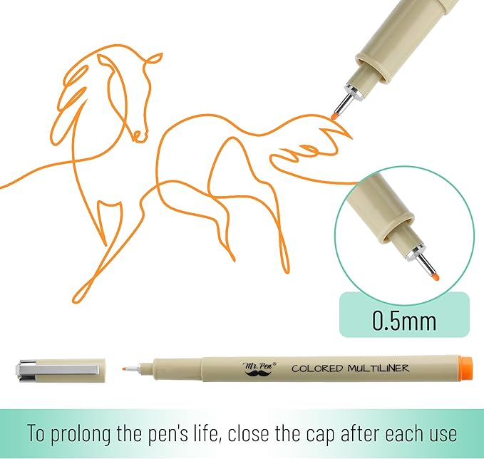 Mr. Pen - 0.5mm 8 Pack Colorful Fine Point Pens for Drawing, Sketching & Bible Journaling